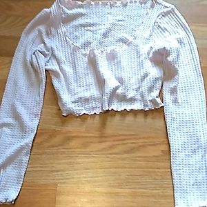 Long sleeve pink crop top